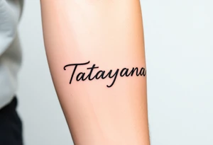 tattoo on forearm, using the name “Tatayana” For a father that lost his daughter tattoo idea