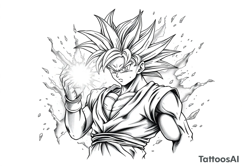 legendary dragonball z scene with energy aura and power effects tattoo idea
