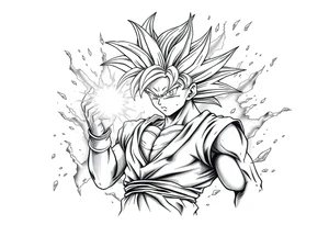 legendary dragonball z scene with energy aura and power effects tattoo idea