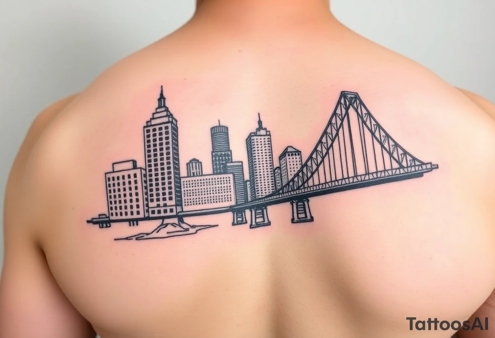 linework tattoo for the pittsburgh full marathon that i can get vertically. include the buildings in pittsburgh and one of the pittsburgh bridges tattoo idea