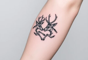 Two deer fighting with intertwined antlers tattoo idea