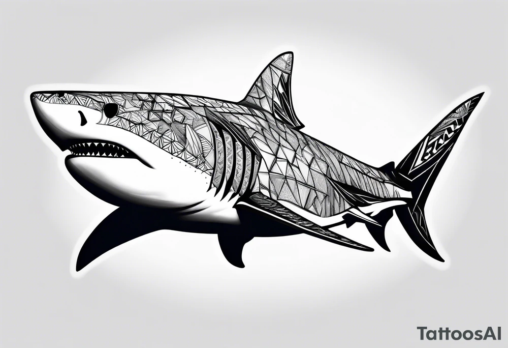geometric tiger shark tattoo idea