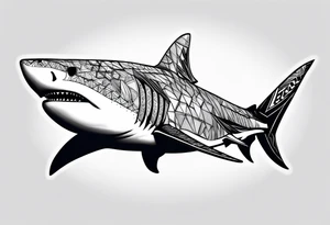 geometric tiger shark tattoo idea