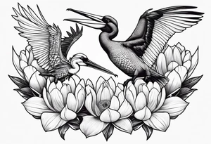 bee, magnolia, pelican, alligator together tattoo idea