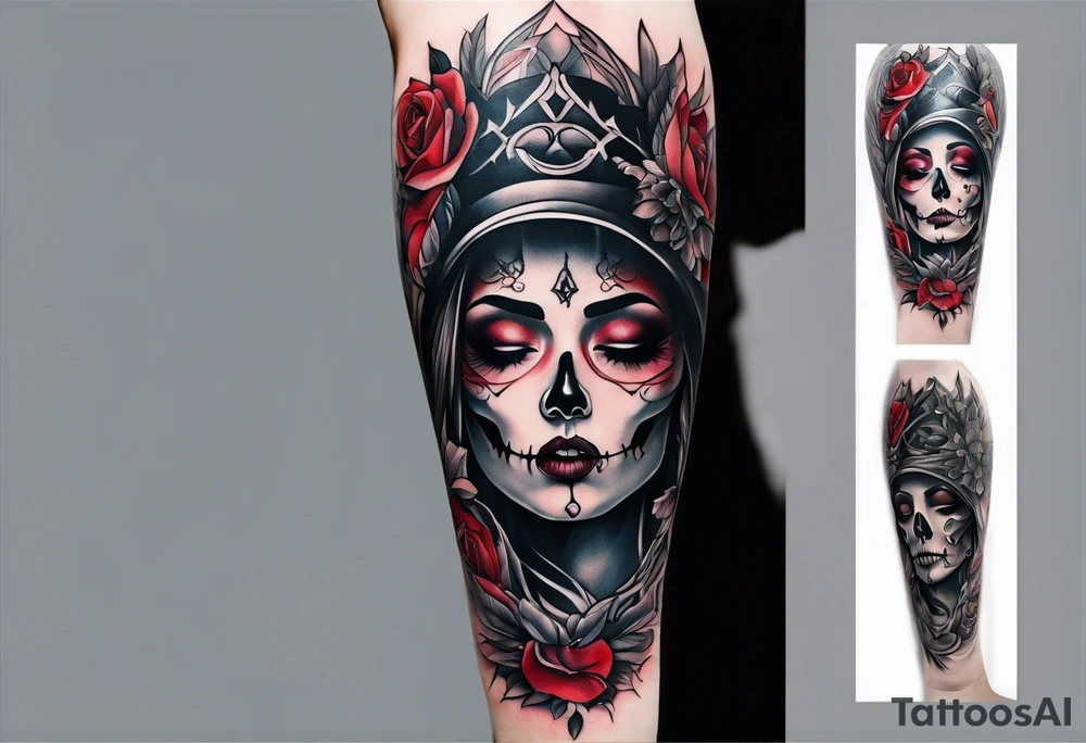 A forearm tattoo portraying life and death tattoo idea