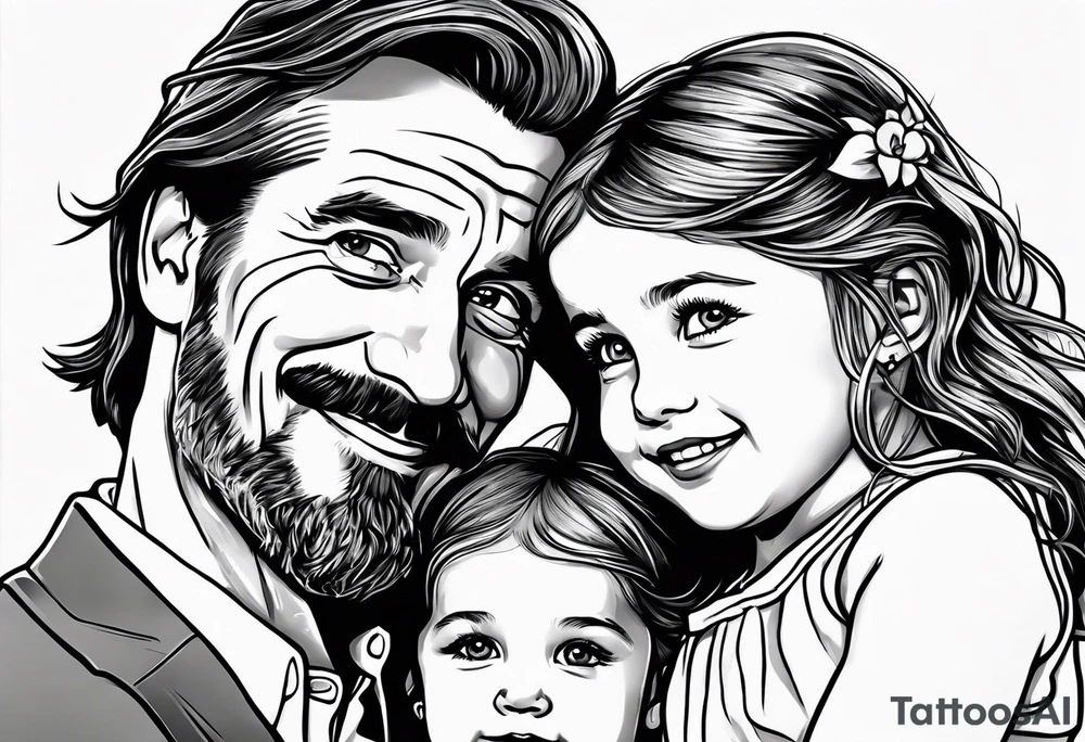 tall man holding little girl, in memory of Drew tattoo idea