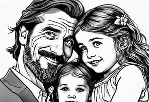tall man holding little girl, in memory of Drew tattoo idea