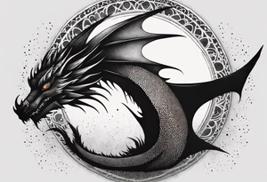 strength, small, drogon, long tail, elegant, sun, lenghty, pisces tattoo idea