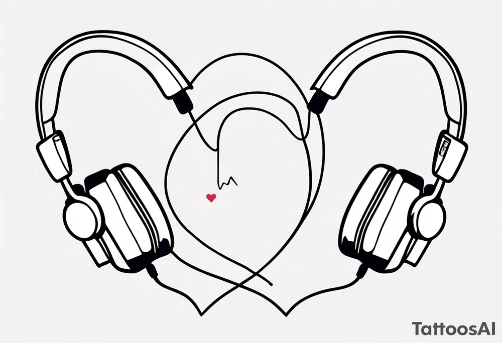 Headphones with L and R on a heart tattoo idea