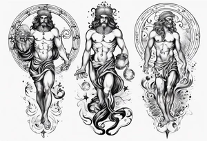 The Zodiac sign Aquarius in Human male form, mystic and spiritual. tattoo idea