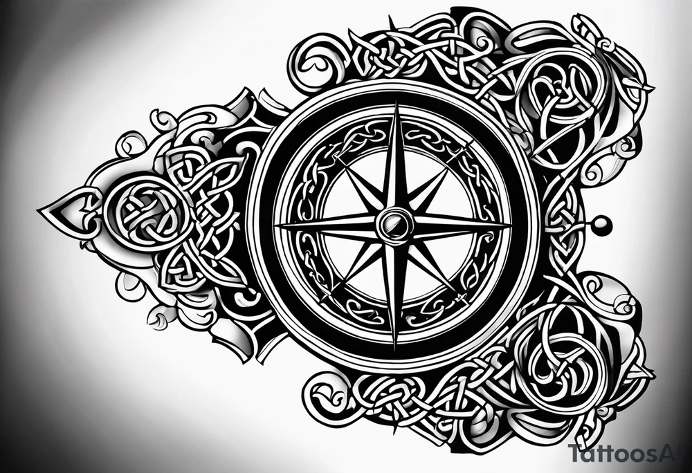 Celtic, forearm, half sleeve, anchor, compass tattoo idea