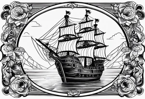 pirate ship tattoo idea