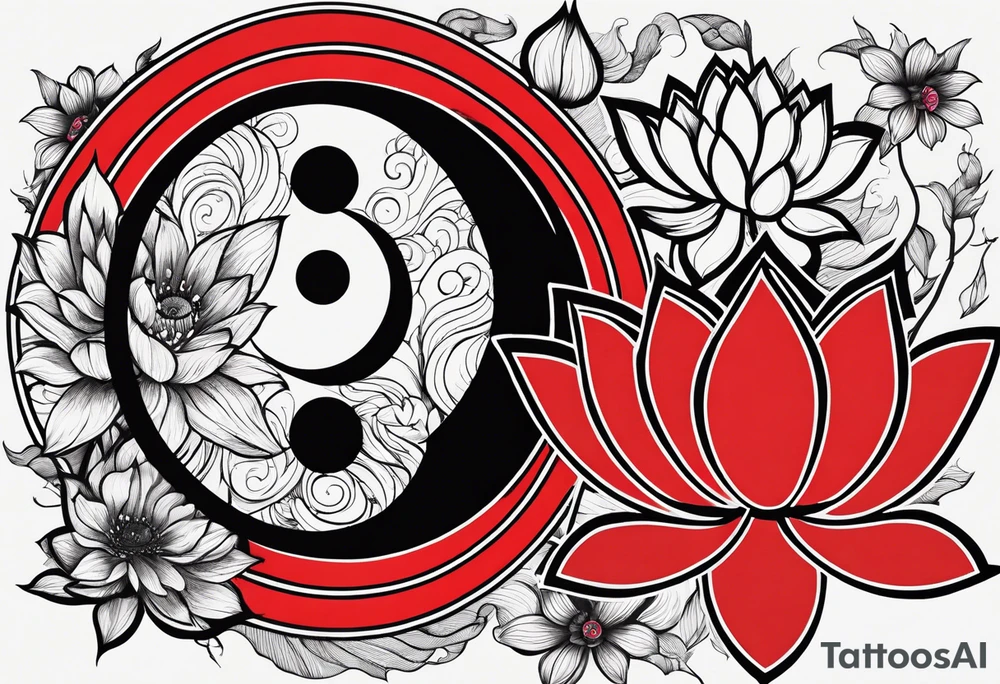 Feminine energy, yin yang, lotus flower, good luck, ohm sign tattoo idea