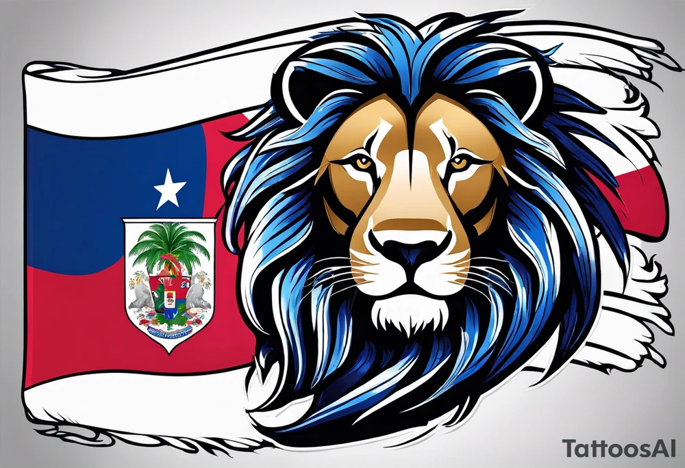 majestic lion, dominican republic flag, proud dominican republic beach, 111, timeless tattoo idea