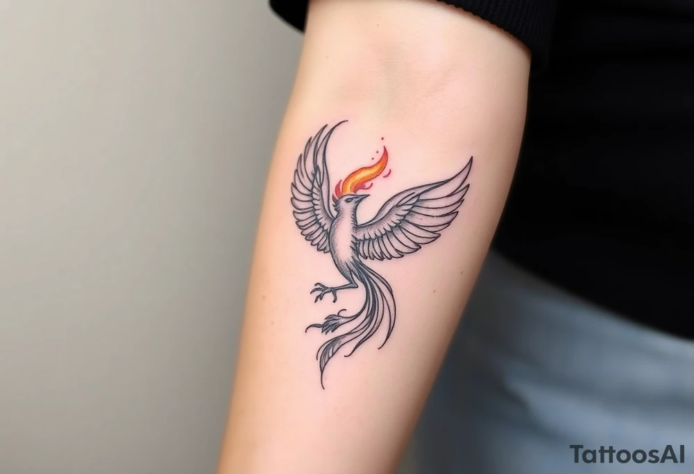 Phoenix with fire from ashes tattoo idea