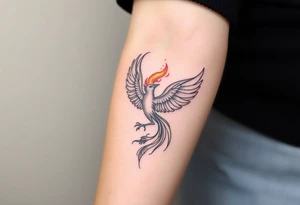 Phoenix with fire from ashes tattoo idea