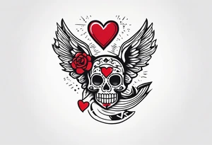 Mexican style tattoo, La pistola y corazón tattoo idea