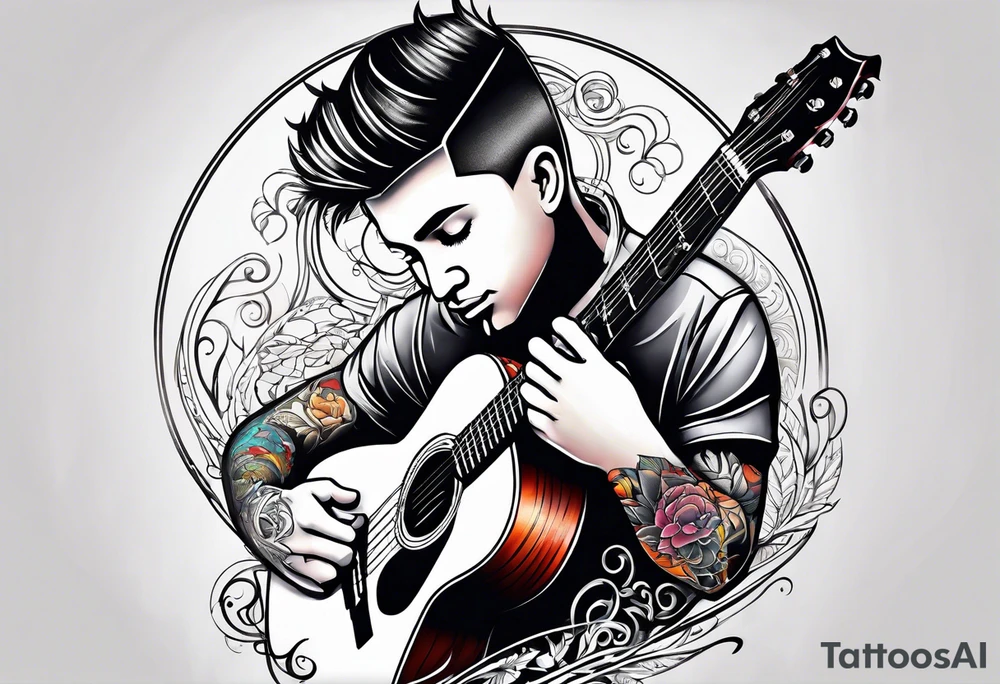 Father and child guitar tattoo idea