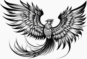 phoenix long tail elegant wings down tattoo idea