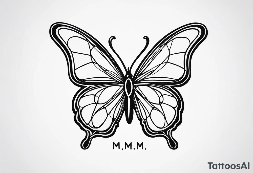 Create a Fine Line tattoo made out of three letter M’s and very pretty maybe a butterfly tattoo idea