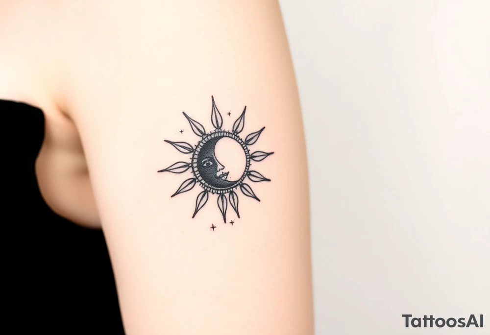 sun and moon tattoo idea