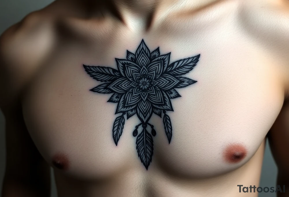 spiritual feathers ornamental mandala shaman tattoo idea