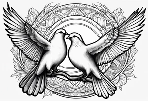 2 doves at the bottom compas sun at the top tattoo idea