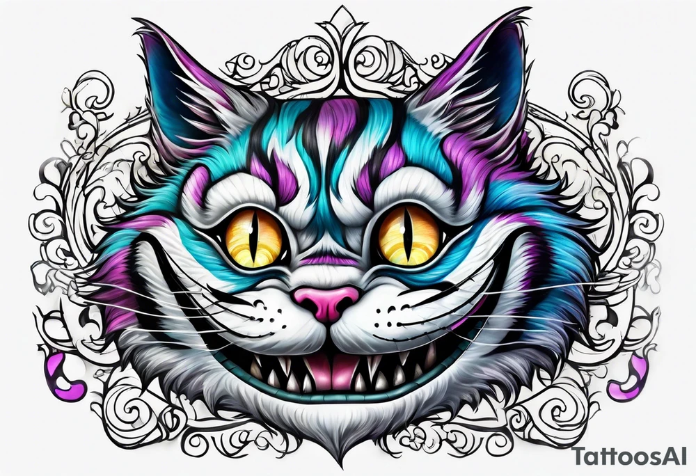 cheshire cat whole body tattoo idea