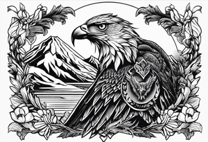 Águia, face de Zeus com raios tattoo idea