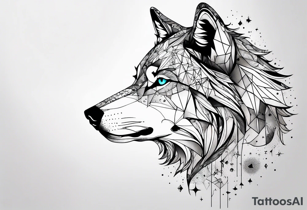 Constellation, animal wolf snow , géométric tattoo idea
