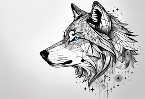 Constellation, animal wolf snow , géométric tattoo idea