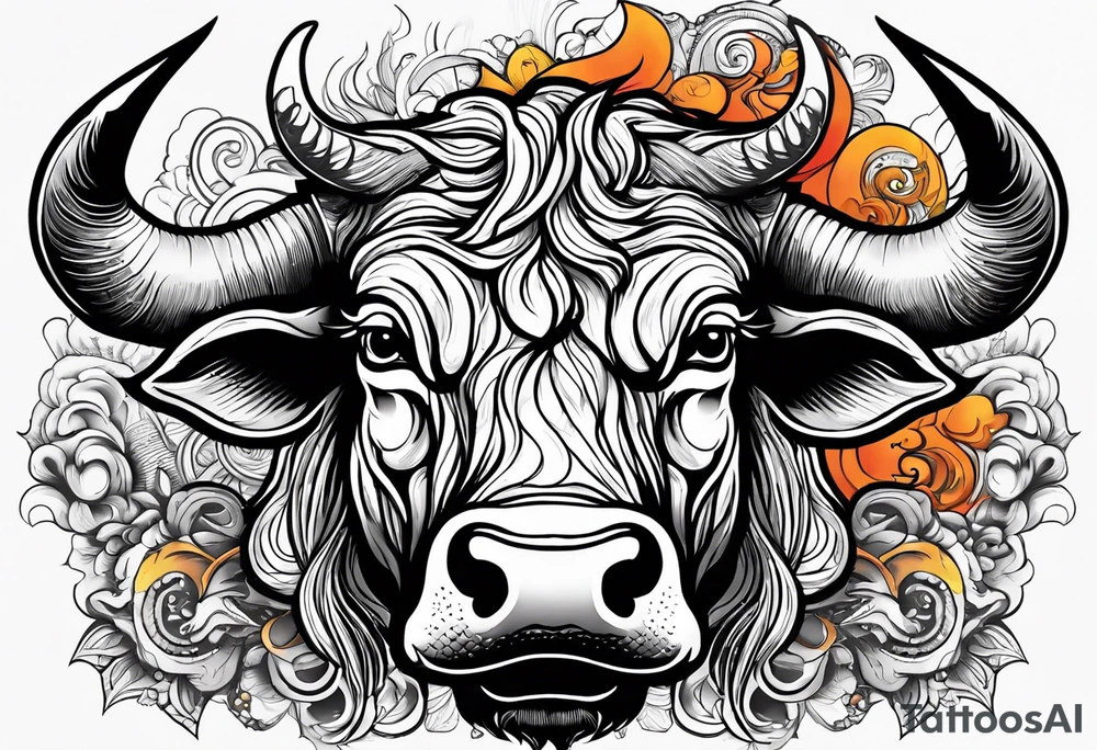 A powerful bull and steam coming out of his notrils. Make it angry tattoo idea