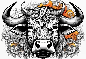 A powerful bull and steam coming out of his notrils. Make it angry tattoo idea