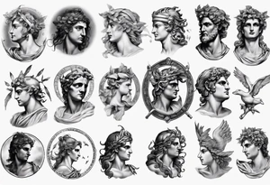 realistic Apollo greek mythology tattoo idea