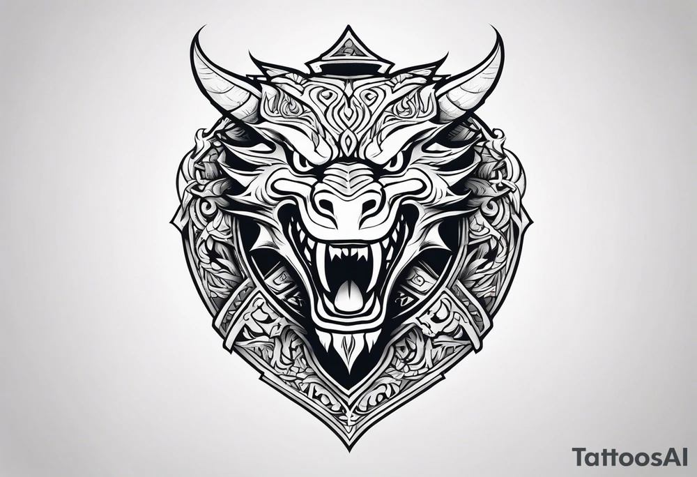 Valhalla sword shield dragon head tattoo idea