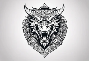 Valhalla sword shield dragon head tattoo idea