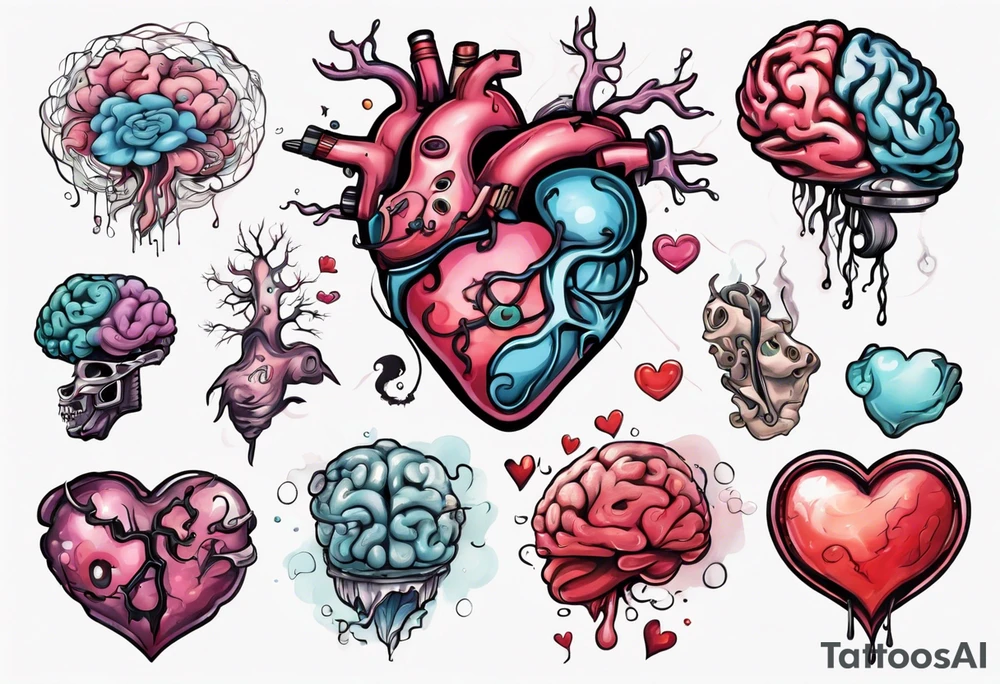 Heart and brain floating away tattoo idea