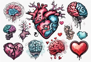Heart and brain floating away tattoo idea