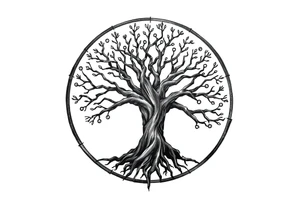 Tree of life in a broken circle tattoo idea