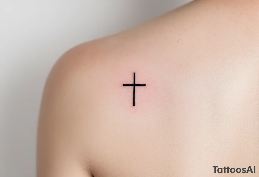 A small, sharp-edged black cross tattoo placed just beneath the outer corner of the eye. tattoo idea