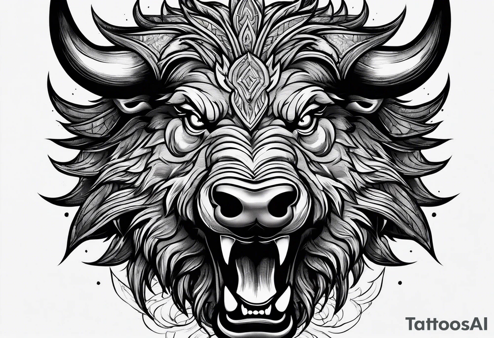 face angry boar tattoo idea