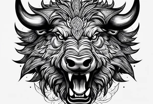 face angry boar tattoo idea