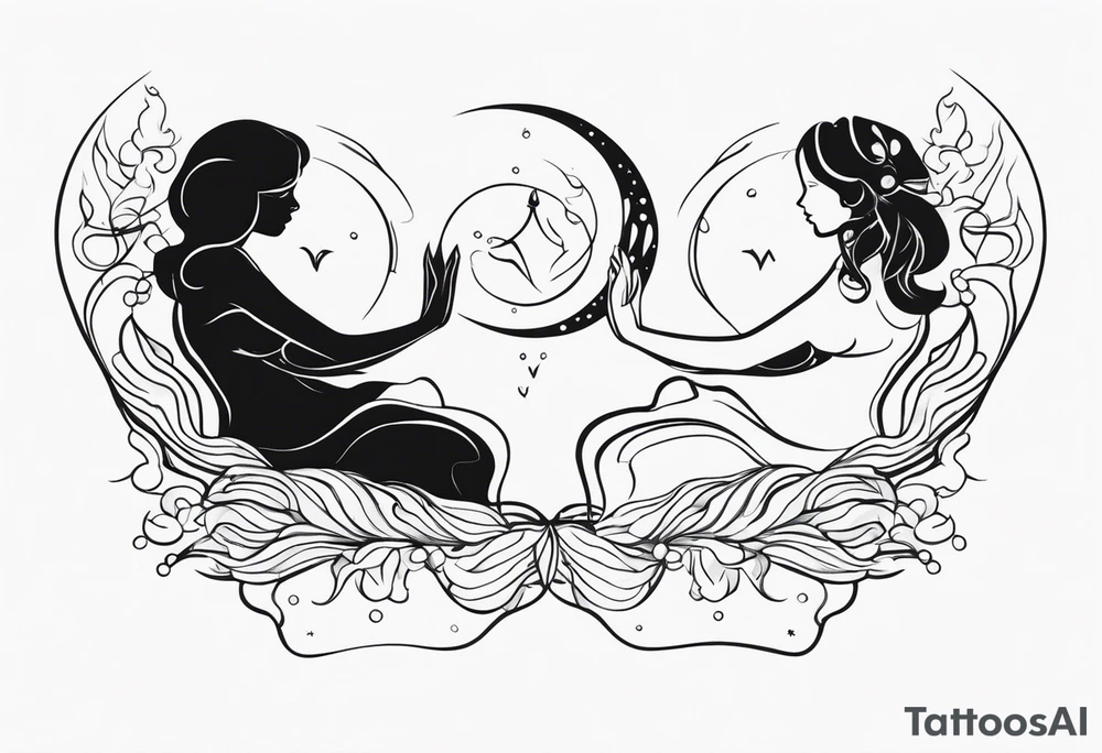 Aquarius and cancer merging together as one tattoo idea