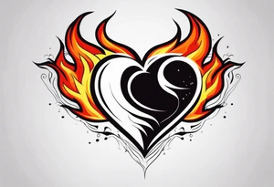 Heart on fire tattoo idea