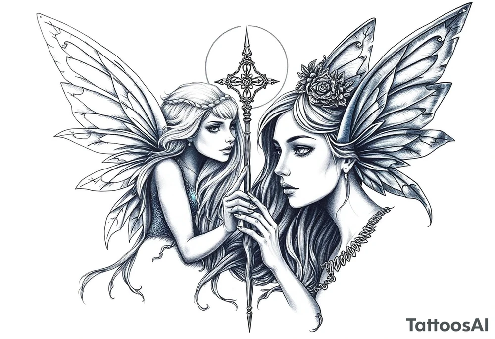 pagan symbolism, mystical fairies tattoo idea