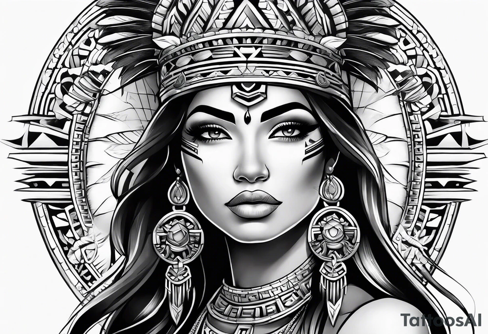 Aztec princess side princess tattoo idea