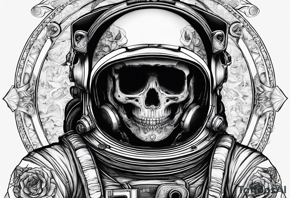 astronaut with a skelletal face tattoo idea
