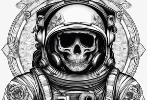astronaut with a skelletal face tattoo idea