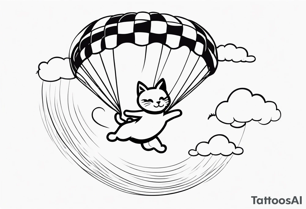 funny cat skydiving tattoo idea