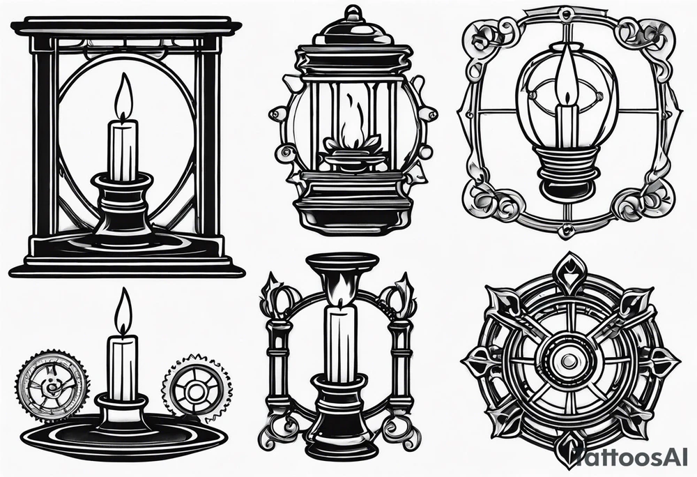 steampunk candle holder tattoo idea